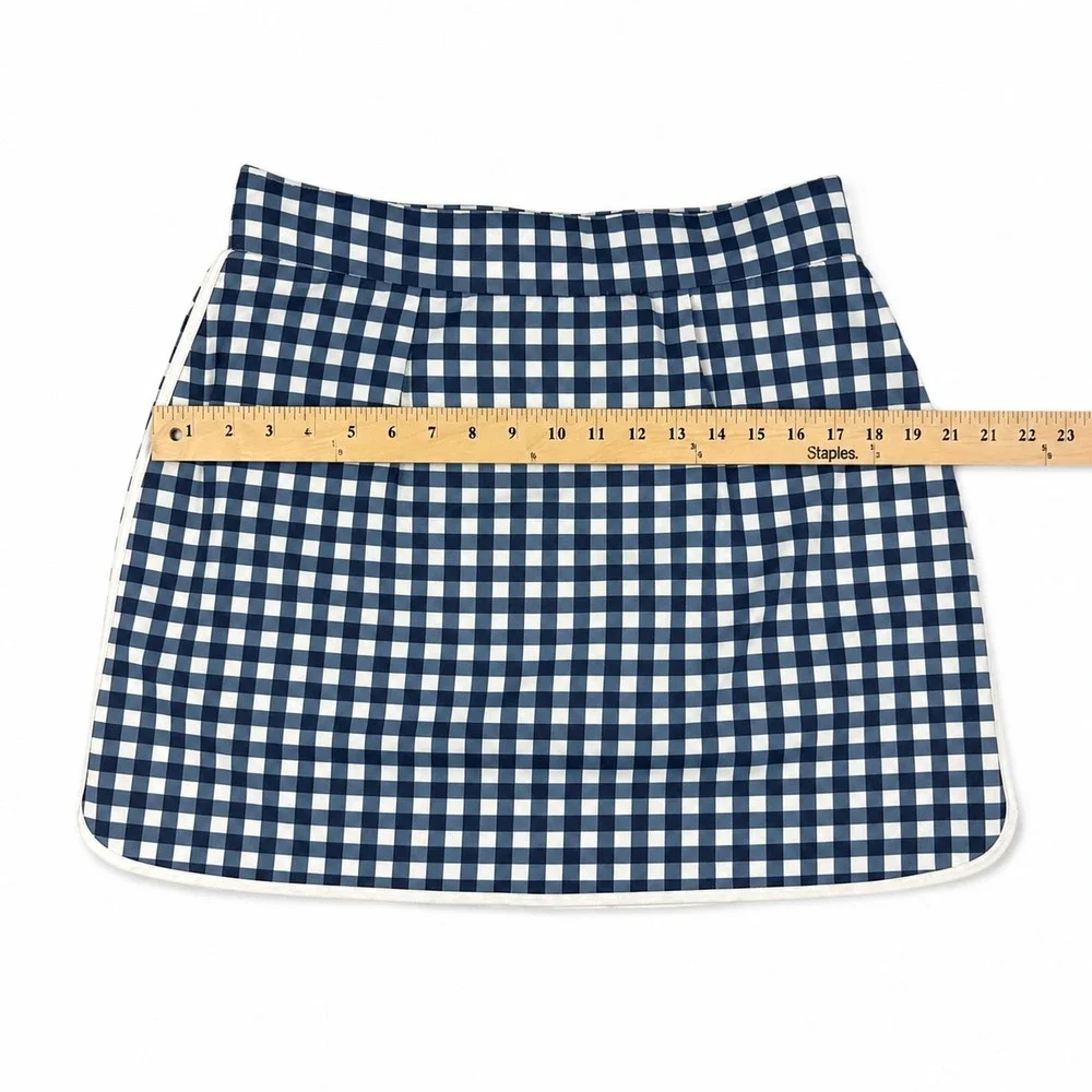 J. Crew Gingham Skirt Womens Size S Small Blue White Grid A-Line Casual Preppy